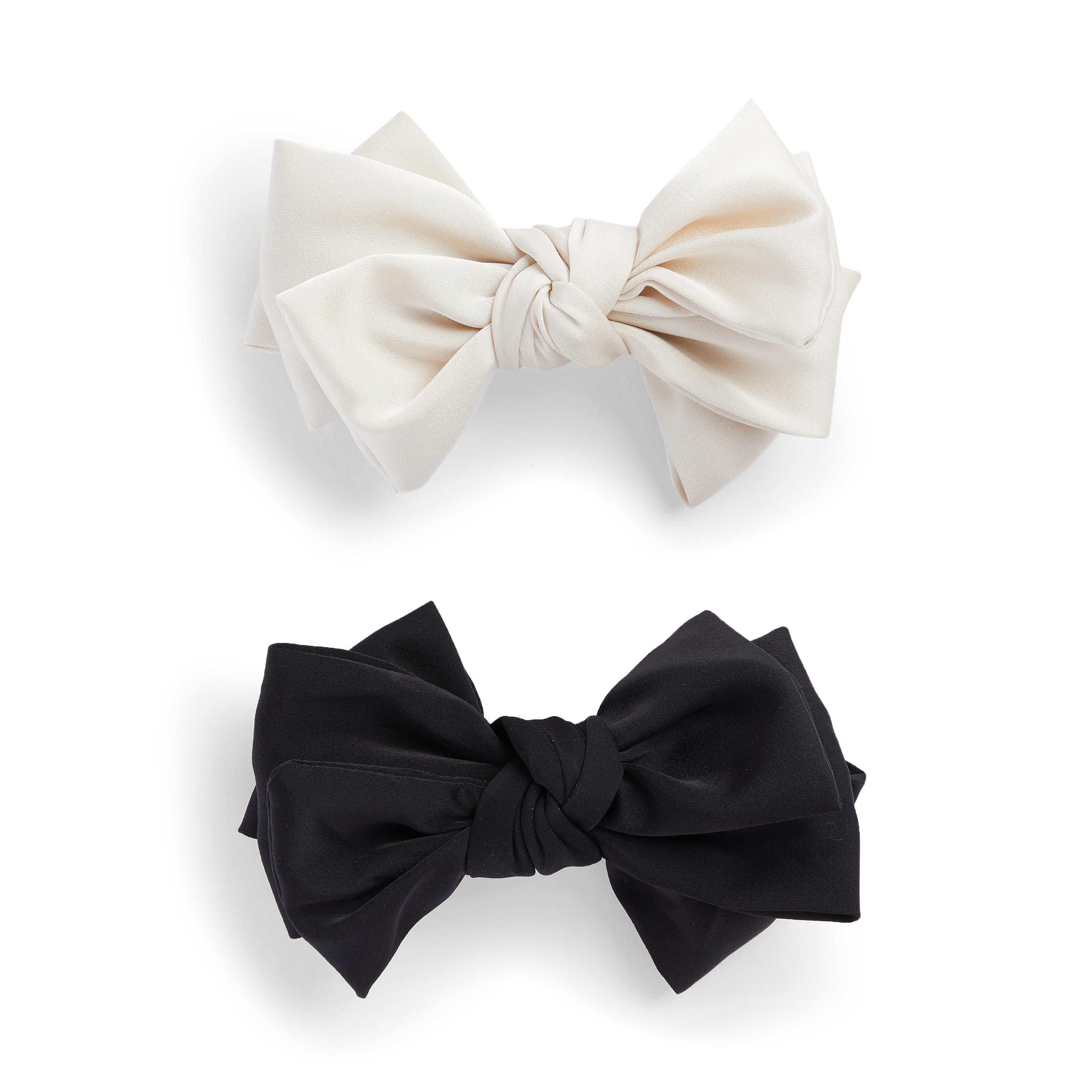 Monochrome Hair Bows 2 Pack Hair Accessories Hair Bands, Bows