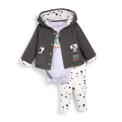 3-delni komplet sive jakne in pajkic Disney 101 dalmatinec za novorojenčke