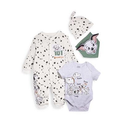 Newborn Baby Cream And Grey Disney 101 Dalmatians 4 Pack