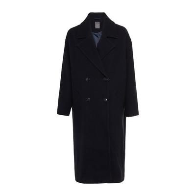 Navy Twill Longline Double Breasted Coat