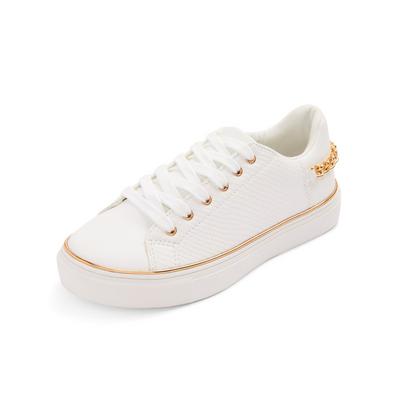 White Chain Detail Low Top Trainers