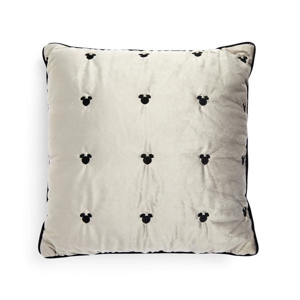 Silver Quilted Disney Mickey Mouse Monochrome Cushion