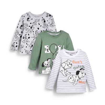 Pack de 3 camisetas surtidas de manga larga con estampado de 101 Dálmatas para bebé