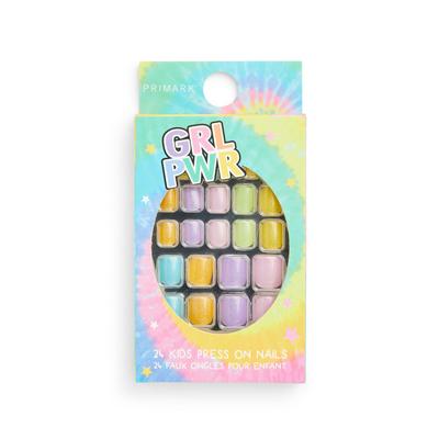Pastel Girl Power Kids Press On Nails