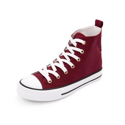 Burgundy Classic Canvas High Top Trainers