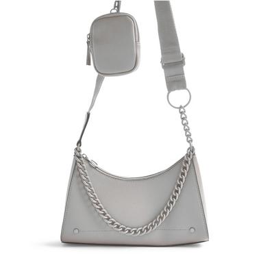 Silver Faux PU Leather Curve Multifunctional Crossbody Bag