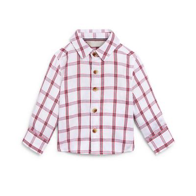Camisa manga comprida xadrez menino bebé branco/vermelho