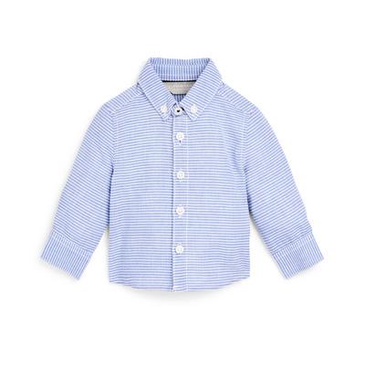 Modra fantovska črtasta srajca z dolgimi rokavi za dojenčke