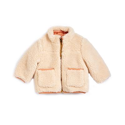 Baby Beige Fleece Zip Up Jacket
