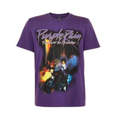 T-shirt violet à imprimé délavé à l'acide Purple Rain de Prince