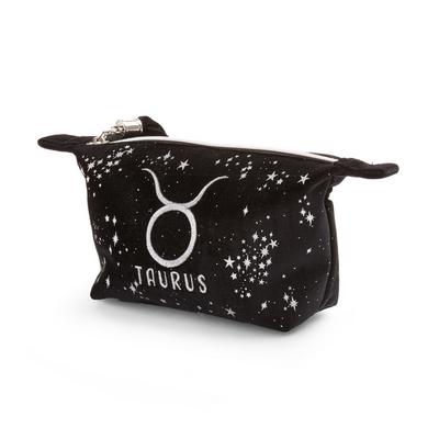 Črna žametna torbica za ličila s simbolom za astrološko znamenje bik