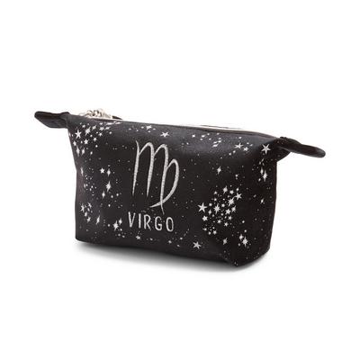 Črna žametna torbica za ličila s simbolom za astrološko znamenje devica