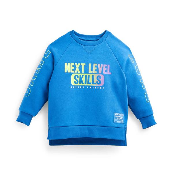 Younger Boy Blue Gel Print Crew Neck Sweatshirt