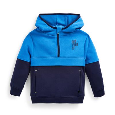 Donkerblauwe hoodie met halve rits voor jongens