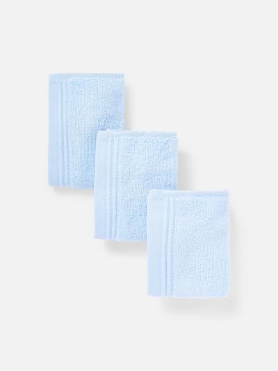 3 asciugamani viso azzurri morbidissimi