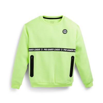 Older Boy Lime Green Zip Pocket Crew Neck Sweatshirt