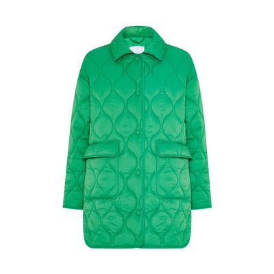 Camisa-chaqueta verde acolchada a rombos