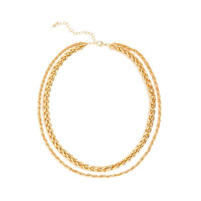 Gros collier chaîne doré à deux rangs avec corde