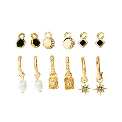 Goldtone Detachable Charm Hoop Earrings 6 Pack