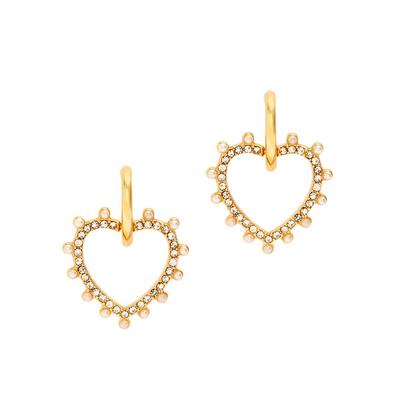 Goldtone Single Heart Stud Drop Earrings