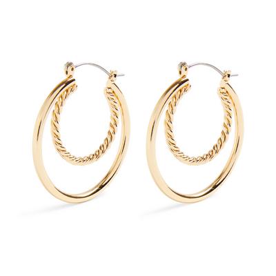 Goldtone Flat Link Chain Hoop Earrings