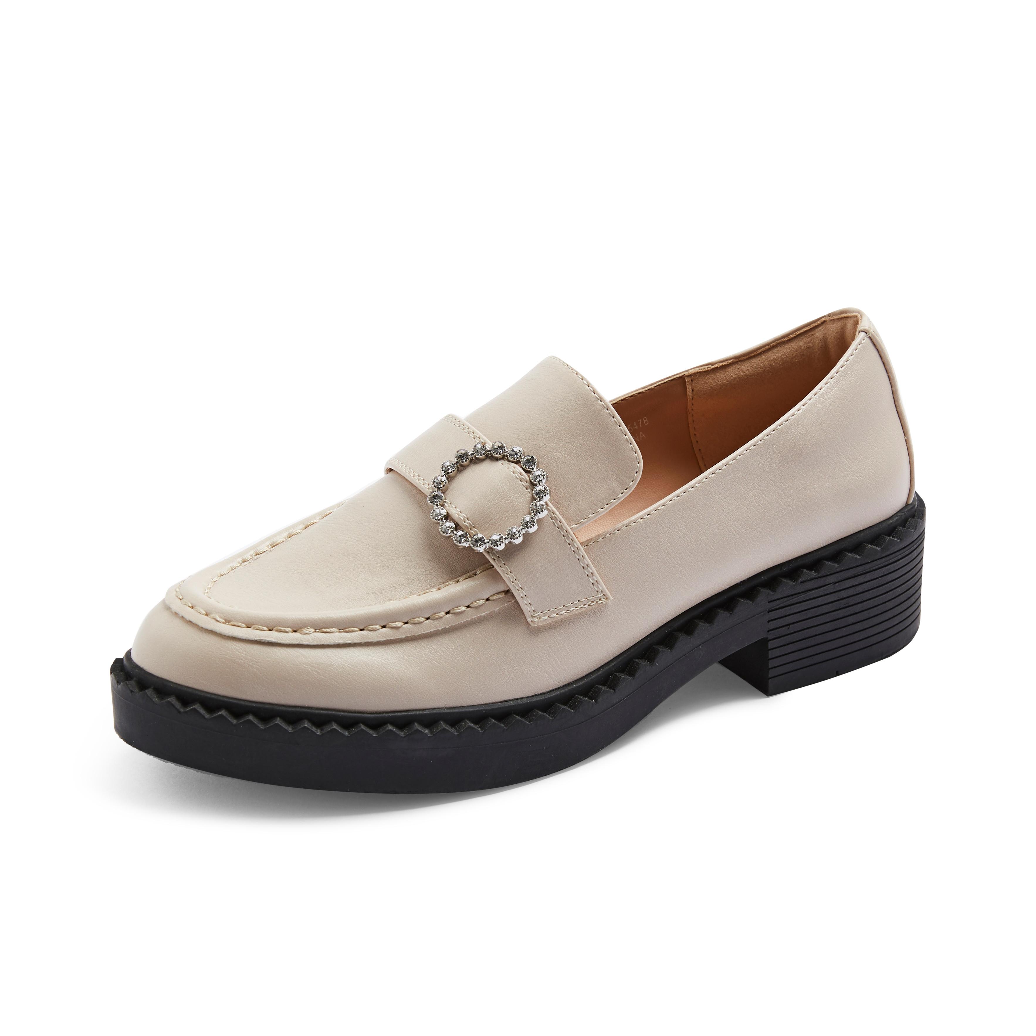 Beige Embellished Detail Chunky Loafers Ballet Shoes, Loafers & Pumps