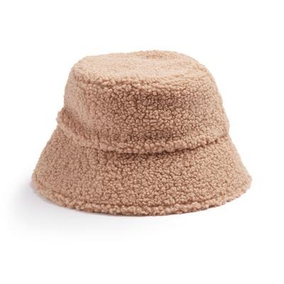 Beige Fleece Bucket Hat