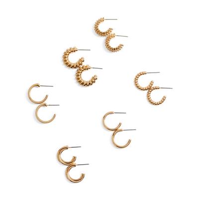 Goldtone Chunky Huggie Earrings 6 Pack