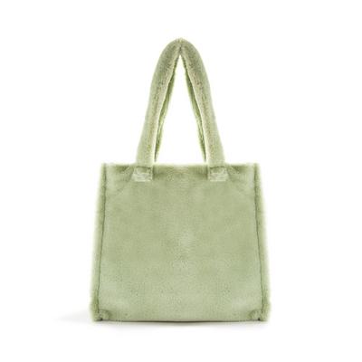 Metino zelena prevelika nakupovalna torba iz umetnega krzna