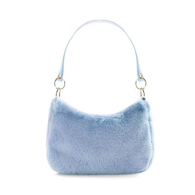Blue Faux Fur Scoop Shoulder Bag