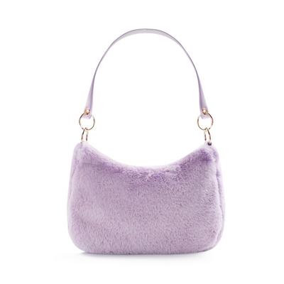 Pink Faux Fur Scoop Shoulder Bag