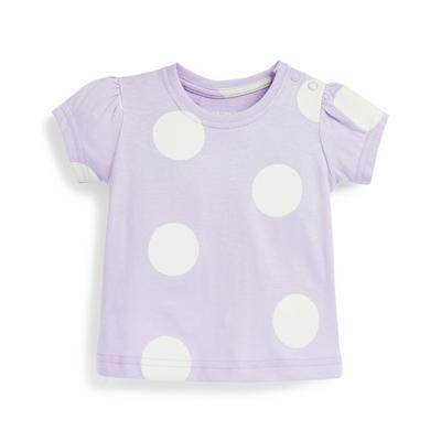 Lila T-shirt met korte mouwen en stippenprint voor babymeisjes