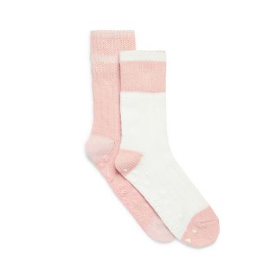 Pack de 2 calcetines rosas cómodos de piñas para niña