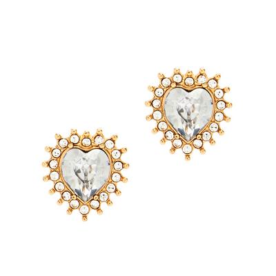 Goldtone Single Stone Stud Earrings