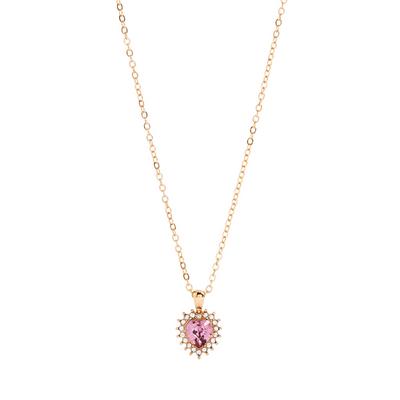 Goldtone Pink Heart Pendant Necklace