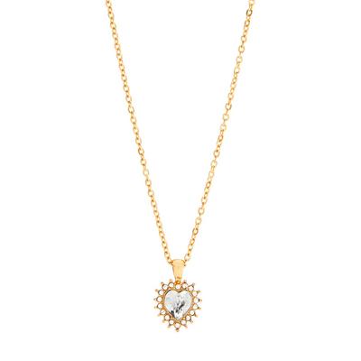 Goldtone Single Heart Coloured Pendant Necklace