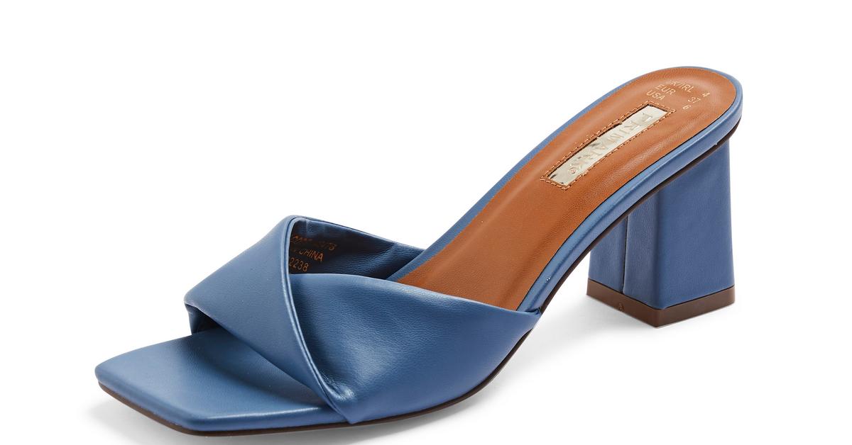 Blue Twisted Strap Block Heel Mules | Heels & Wedges | Women's Shoes ...