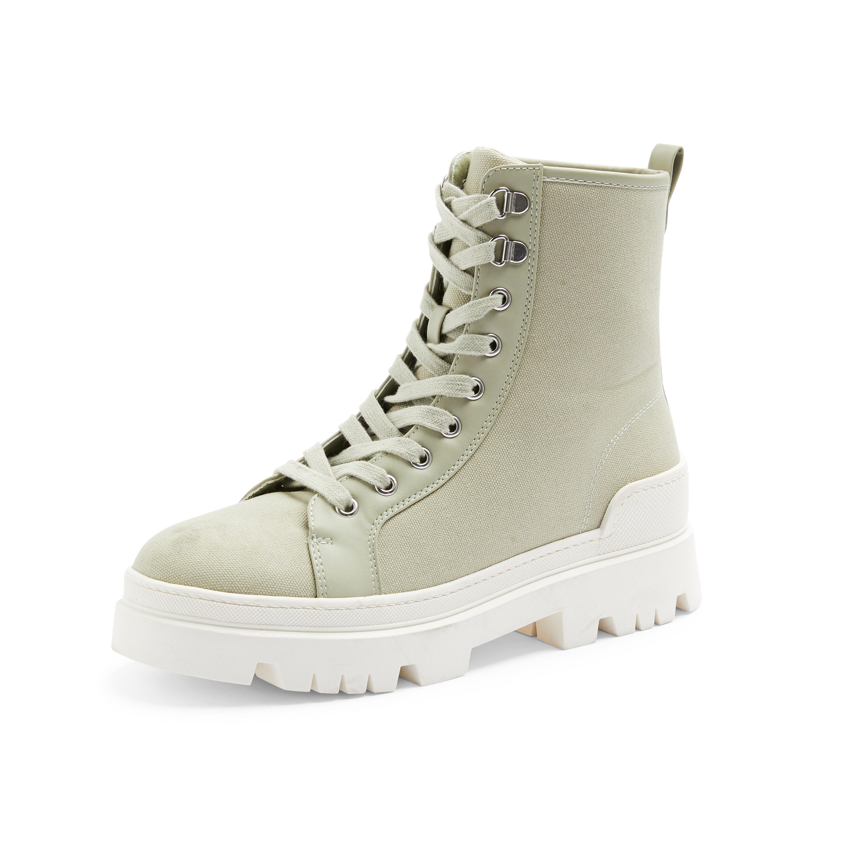 Kaki wandelschoenen van canvas Laarzen voor dames Schoenen