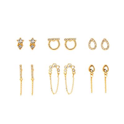 Goldtone Thread Through Stud Earrings 6 Pack