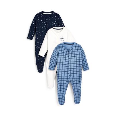 Baby Blue Sleepsuit 3 Pack