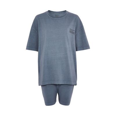 Blue Wellness Archroma T-Shirt And Shorts Set 2 Piece
