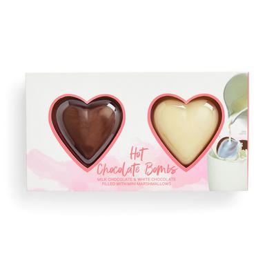 Lot de 2 chocolats à faire fondre en forme de cœur