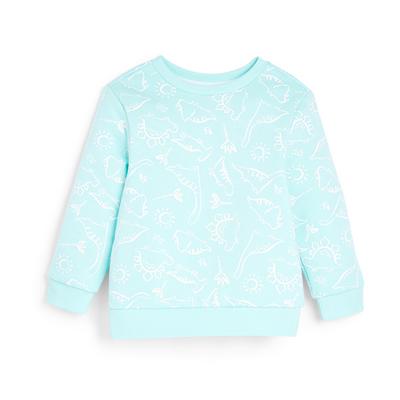 Mintgroene sweater met ronde hals en dinosaurusprint voor baby's