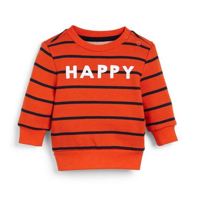 Baby Boy Red Striped Crew Neck Sweatshirt