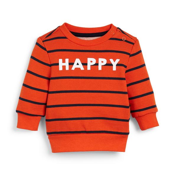 Baby Boy Red Striped Crew Neck Sweatshirt