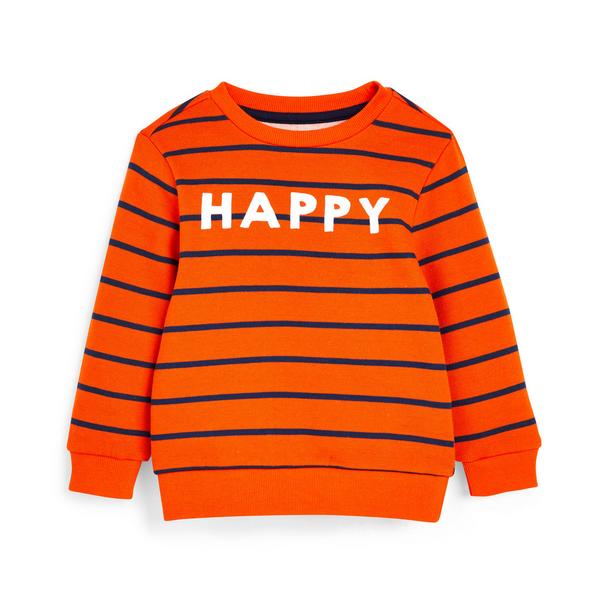 Baby Orange Striped Crew Neck Sweatshirt