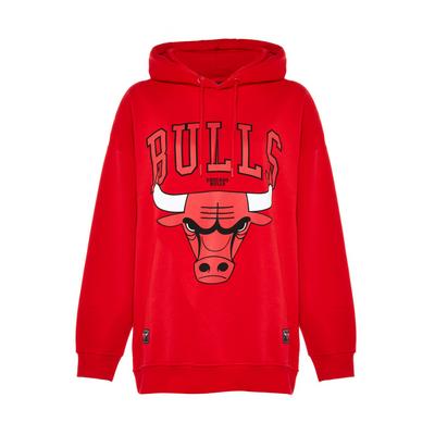 Red NBA Chicago Bulls Print Overhead Hoodie