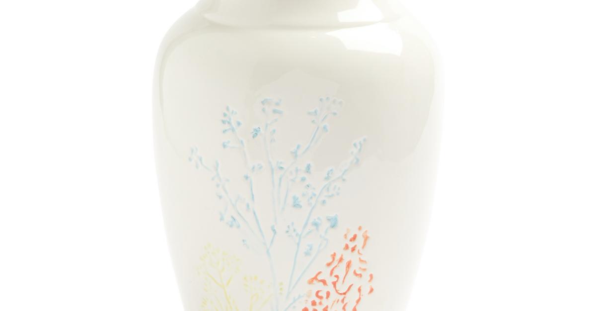 Primark - Grand vase blanc avec fleurs en relief