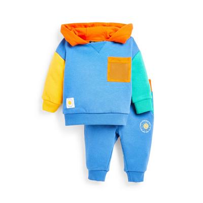 Comfortabel pakje met hoodie met kleurvlakken voor babyjongens, tweedelig