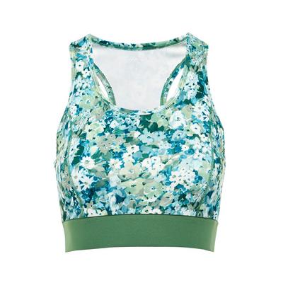 Green Floral Print Workout Cropped Vest Top